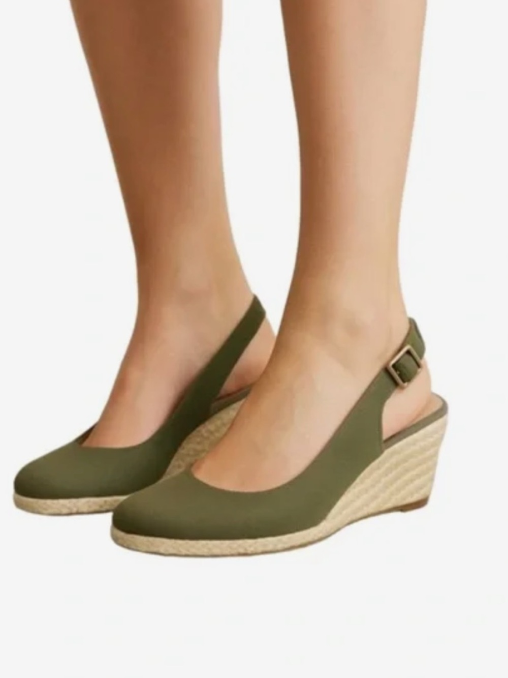 Vionic Coralina Slingback Wedge Espadrille Sandals Olive